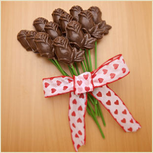 Long-Stemmed Solid Chocolate Roses